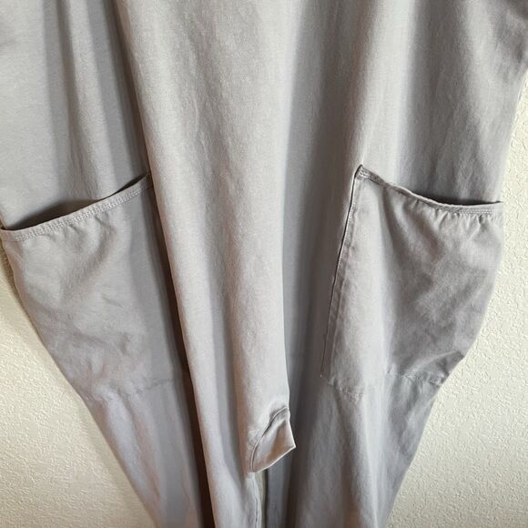 OUFEIYA Jumpsuit Harem Overall With Pockets Light Grey Sz Large NWOT - Picture 2 of 5